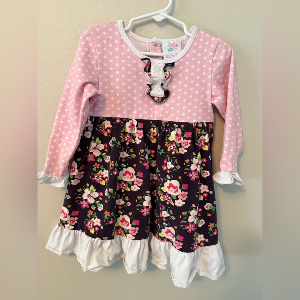 Stitchy Fish Pink and Floral Kids Dress